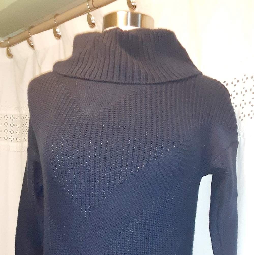 Banana Republic Women's S Blue Turtleneck Top Long Sleeve Knit Stretch Casual